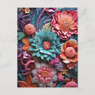 Carte Postale Belle Florale Victorienne Élégante Jolie Fleurs