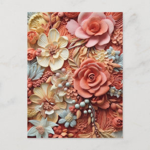 Carte Postale Belle Florale Victorienne Élégante Jolie Fleurs