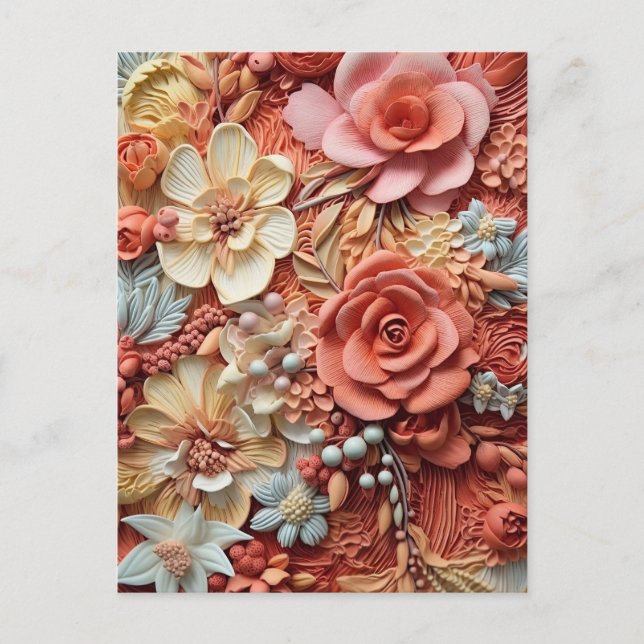 Carte Postale Belle Florale Victorienne Élégante Jolie Fleurs (Devant)