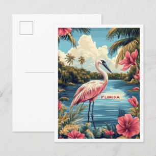 Carte Postale Belle Floride USA Vintage Illustration Voyage