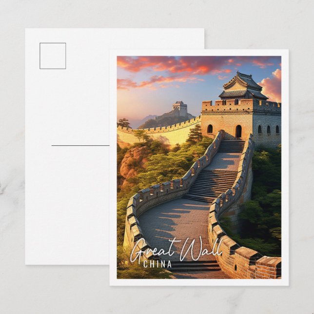 Carte Postale Belle Grande Muraille de Chine (Devant / Derrière)