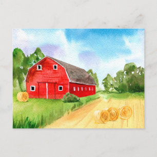 Carte Postale Belle grange rouge à la ferme