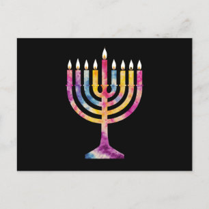 Carte Postale Belle Hanoukka Vintage Menorah Happy Hanoukka