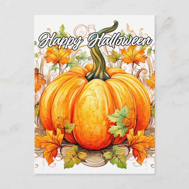 Carte Postale Belle illustration du Citrouille d'automne (Devant)