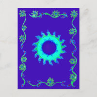 Belle Iridescente Blue Floral Art peinture à l'hui