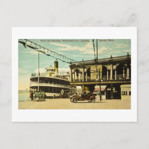 Carte Postale Belle Isle Steamer, Woodward Ave. Atterrissage, Dé