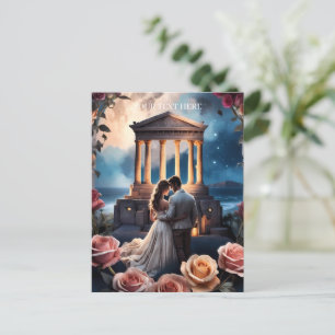 Carte Postale Belle mariée et chambre debout au bord de la mer