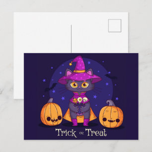 Carte Postale Belle marque de chat noir ou traitement