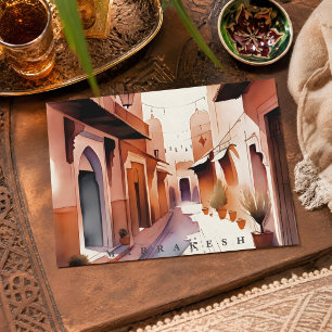 Carte Postale Belle Marrakech Maroc Médina Ancienne aquarelle