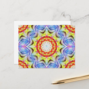 Carte Postale Belle mosaïque brillante Carreaux soleil Fleur