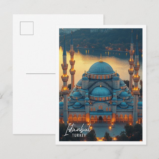 Carte Postale Belle Mosquée Bleue Istanbul Turquie (Devant / Derrière)