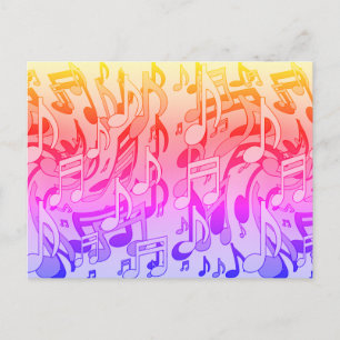 Carte Postale Belle musique Joyeuses couleurs vives notes musica