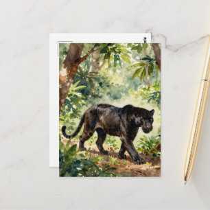 Carte Postale Belle panthère noire dans la forêt
