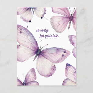 Carte Postale Belle Papillons pourpres DÉSOLÉ POUR PERTE