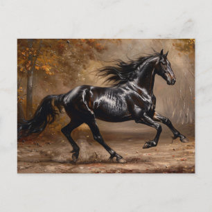 Carte Postale Belle peinture à l'huile de cheval noir