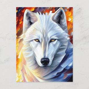 Carte Postale Belle peinture de loup blanc