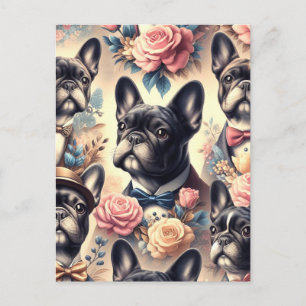 Carte Postale Belle peinture Vintage de Bulldog
