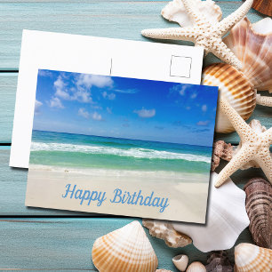 Carte Postale Belle photo de plage Océan personnalisée Joyeux An