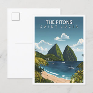 Carte Postale Belle Place des Pitons Sainte Lucie Voyage