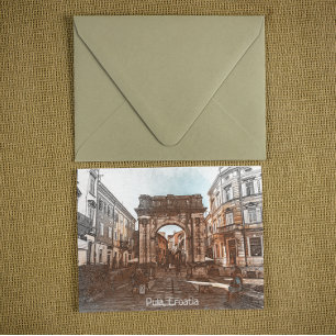 Carte Postale Belle Pula Croatie Ville Peinture