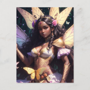 Carte Postale Belle Reine Fée Fille Noire Avec Peau Foncé