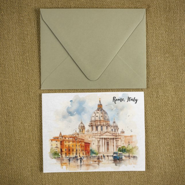 Carte Postale Belle Rome Italie aquarelle peinture (rome italy watercolor city painting postcard)