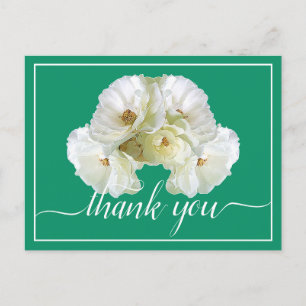 Carte Postale Belle Rose blanche Couleur fond Merci chic