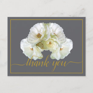 Carte Postale Belle Rose blanche Couleur fond Merci chic