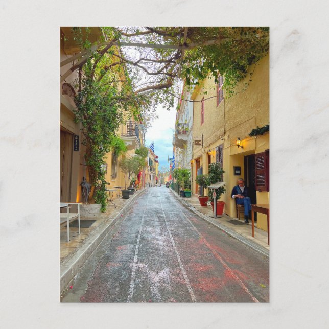 Carte Postale Belle Rue À Athènes Grèce (Devant)