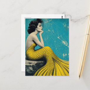 Carte Postale Belle Sirène Rétro Unique