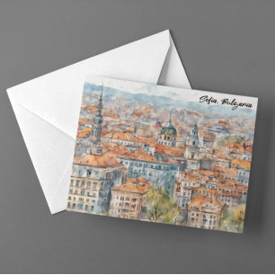 Carte Postale Belle Sofia Bulgarie Peinture à l'aquarelle Ville