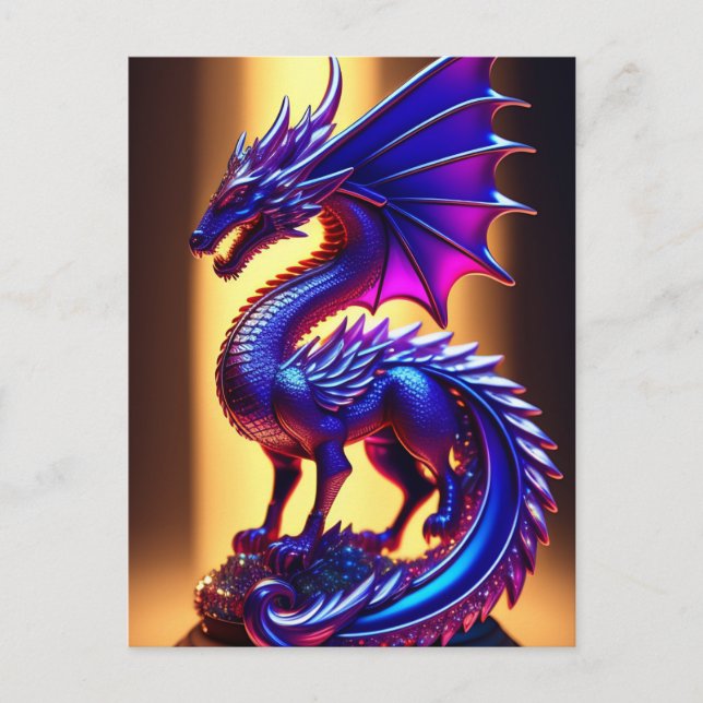 Carte Postale Belle Statue Dragon En Verre Violet (Devant)