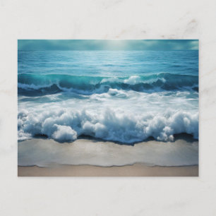 Carte Postale Belle vague d'océan s'écrasant à la plage