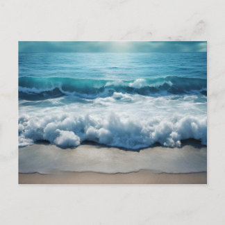 Carte Postale Belle vague d'océan s'écrasant à la plage