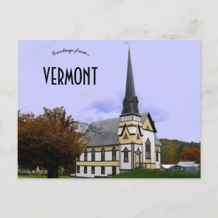 Carte Postale Belle vieille église dans le Vermont Orange Est