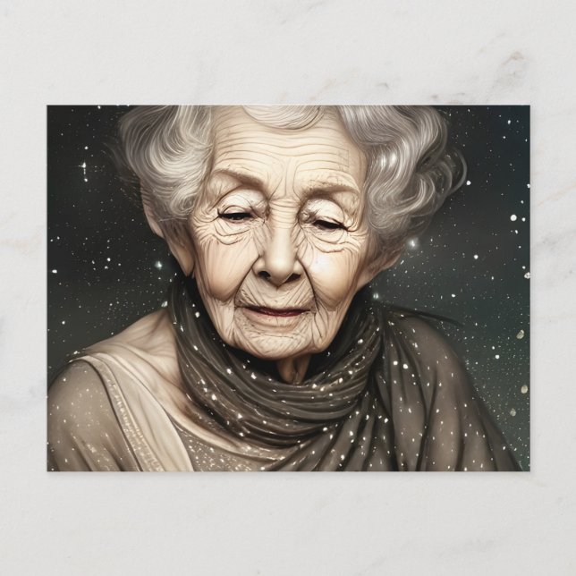 Carte Postale Belle vieille femme de Stardust Art numérique (Devant)