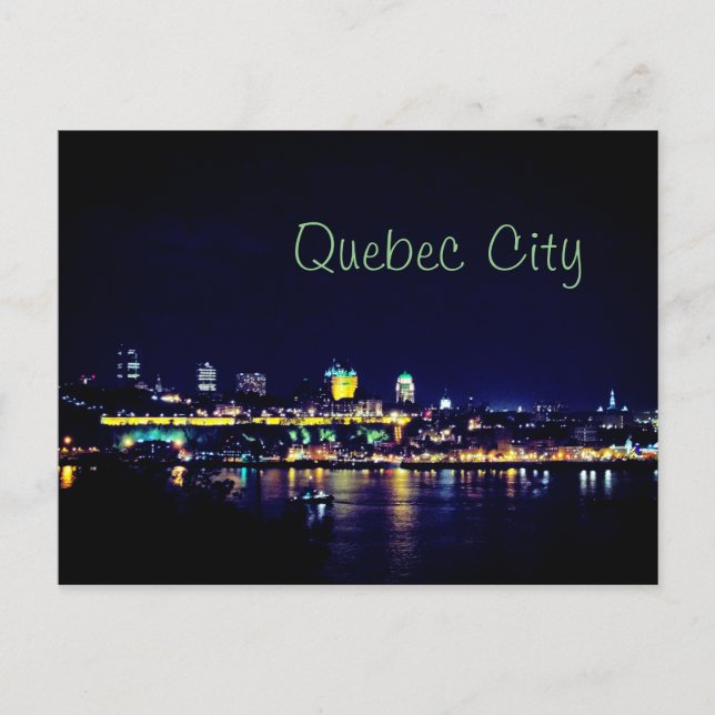 Carte Postale Belle ville de Québec la nuit (Devant)