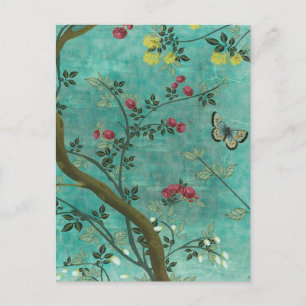 Carte Postale Belle vintage fleur d'antiquités papillons