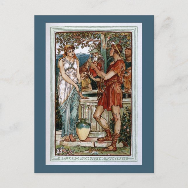 Carte Postale Bellerophon à la Fontaine (Devant)