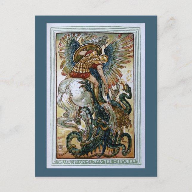 Carte Postale Bellerophon tue la Chimera (Devant)