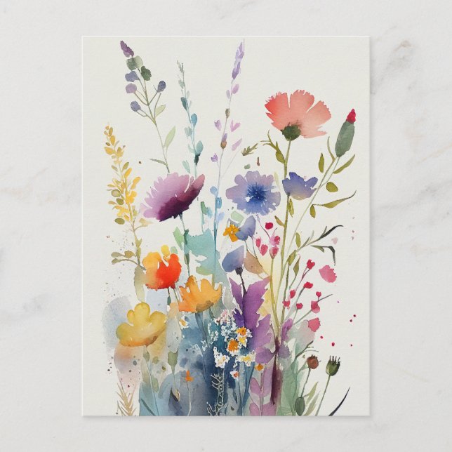 Carte Postale Belles fleurs d'aquarelle (Devant)