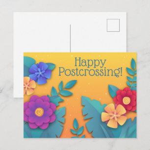 Carte Postale Belles Fleurs d'Artisanat en Papier