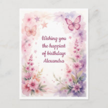 Belles fleurs et papillons à l'aquarelle