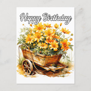 Carte Postale Belles Fleurs fraîches Joyeux Anniversaire
