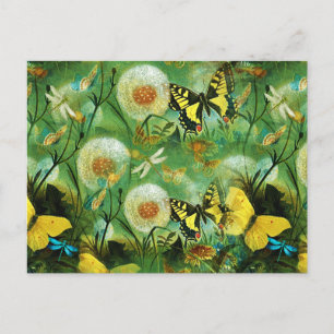 Carte Postale Belles Fleurs Sauvages et Papillons Nature 