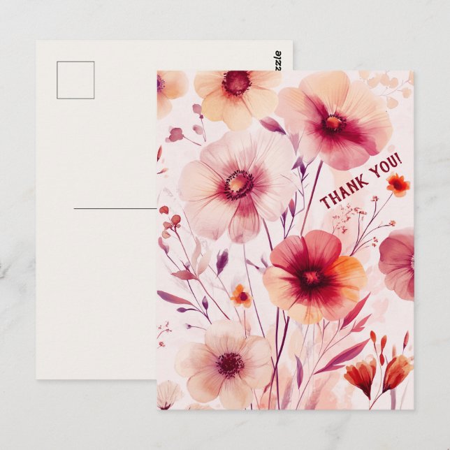 Carte Postale Belles fleurs sauvages MERCI (Devant / Derrière)