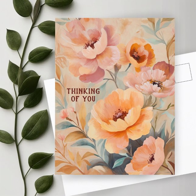 Carte Postale Belles Fleurs Sauvages Tendres PENSANT À VOUS (Beautiful Soft Wildflowers Flowers THINKING OF YOU Postcard
)