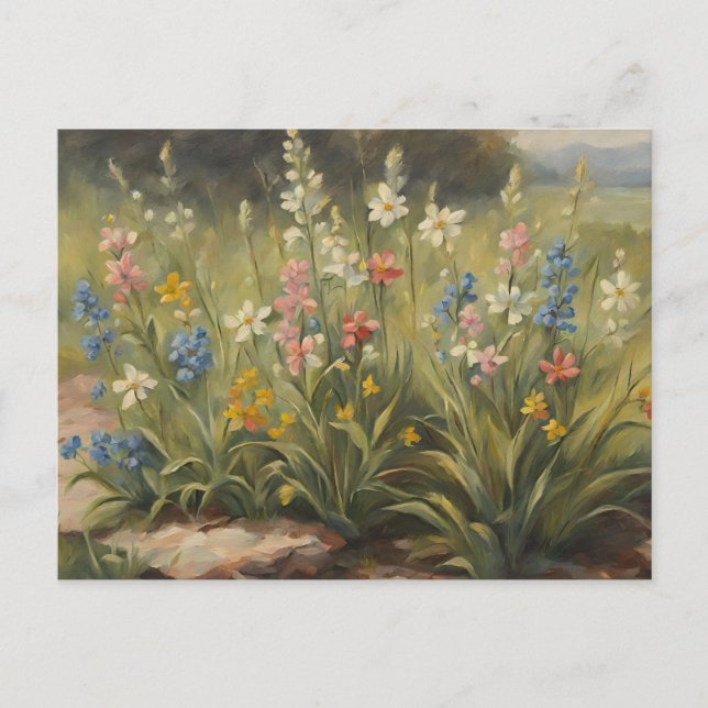 Carte Postale Belles illustrations de fleurs sauvages en pleine  (Devant)