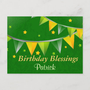Carte Postale Bénédiction d'anniversaire Personnalisée irlandais