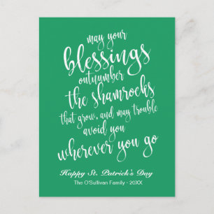 Carte Postale Bénédiction Irlandaise Traditionnelle St. Patrick'